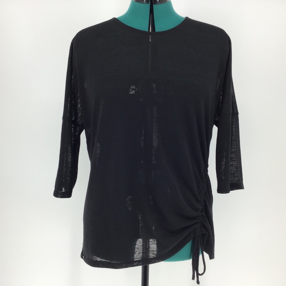 Lisette L Gauzy Black Top with Ruching, Large